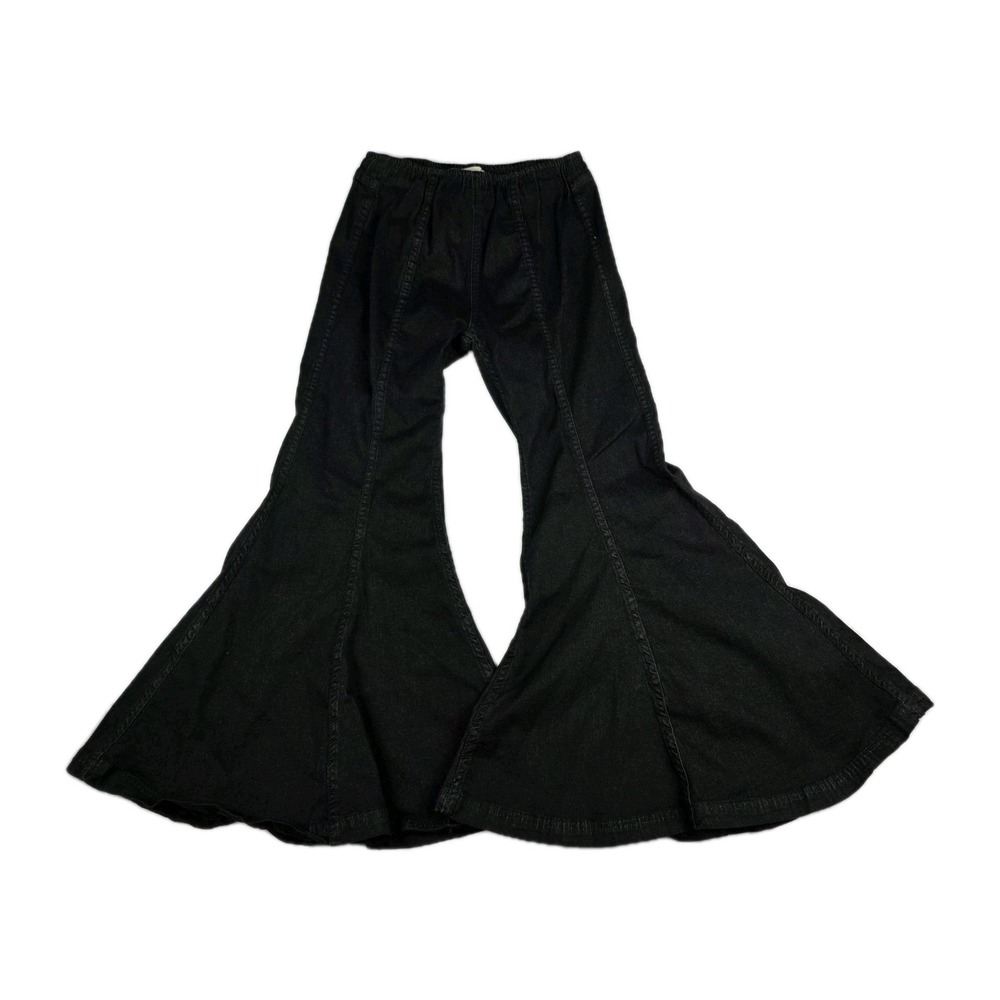 Umgee Jeans Womens Size 3 Pull On Super Flare Black Denim Elastic Waist 24x24